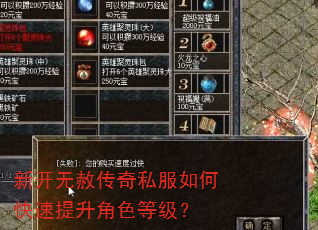 新开无赦传奇私服如何快速提升角色等级? 新开无赦传奇私服如何快速提升角色等级?