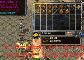 复古传奇私服新开网如何快速升级?装备获取技巧与副本挑战攻略有哪些? 复古传奇私服新开网如何快速升级?装备获取技巧与副本挑战攻略有哪些?