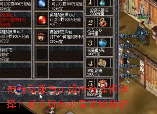 传奇私服与正版传奇如何选择?新手玩家必看攻略解析 传奇私服与正版传奇如何选择?新手玩家必看攻略解析