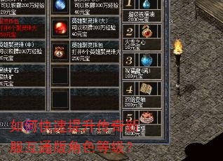 如何快速提升传奇新服互通版角色等级? 如何快速提升传奇新服互通版角色等级?
