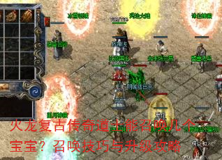 火龙复古传奇道士能召唤几个宝宝?召唤技巧与升级攻略 火龙复古传奇道士能召唤几个宝宝?召唤技巧与升级攻略
