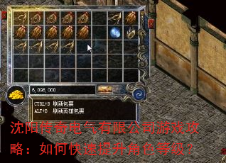 沈阳传奇电气有限公司游戏攻略:如何快速提升角色等级? 沈阳传奇电气有限公司游戏攻略:如何快速提升角色等级?